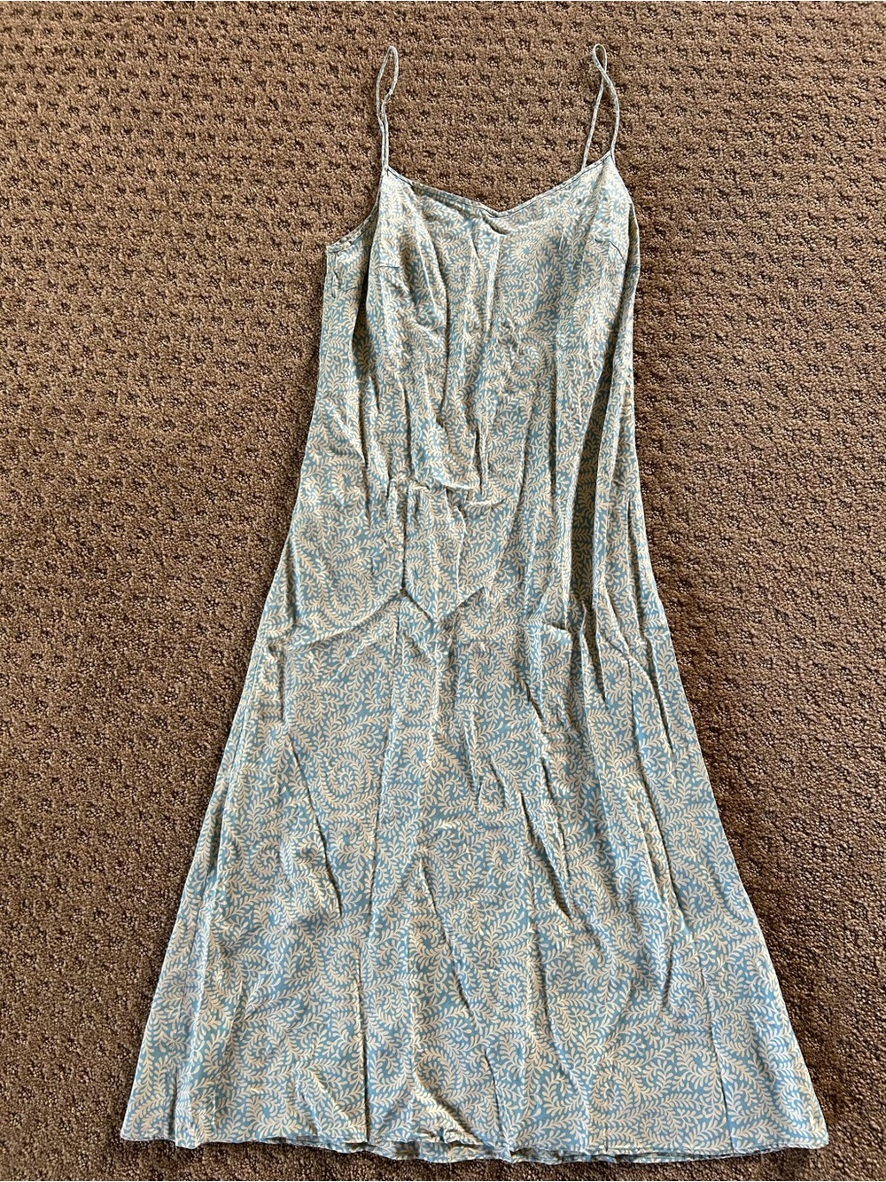 Light Blue Floral Slip Dress with Spaghetti Straps
